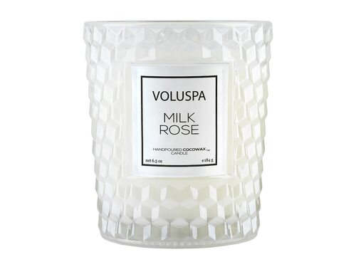 Voluspa Voluspa Milk Rose Textured Glass Candle