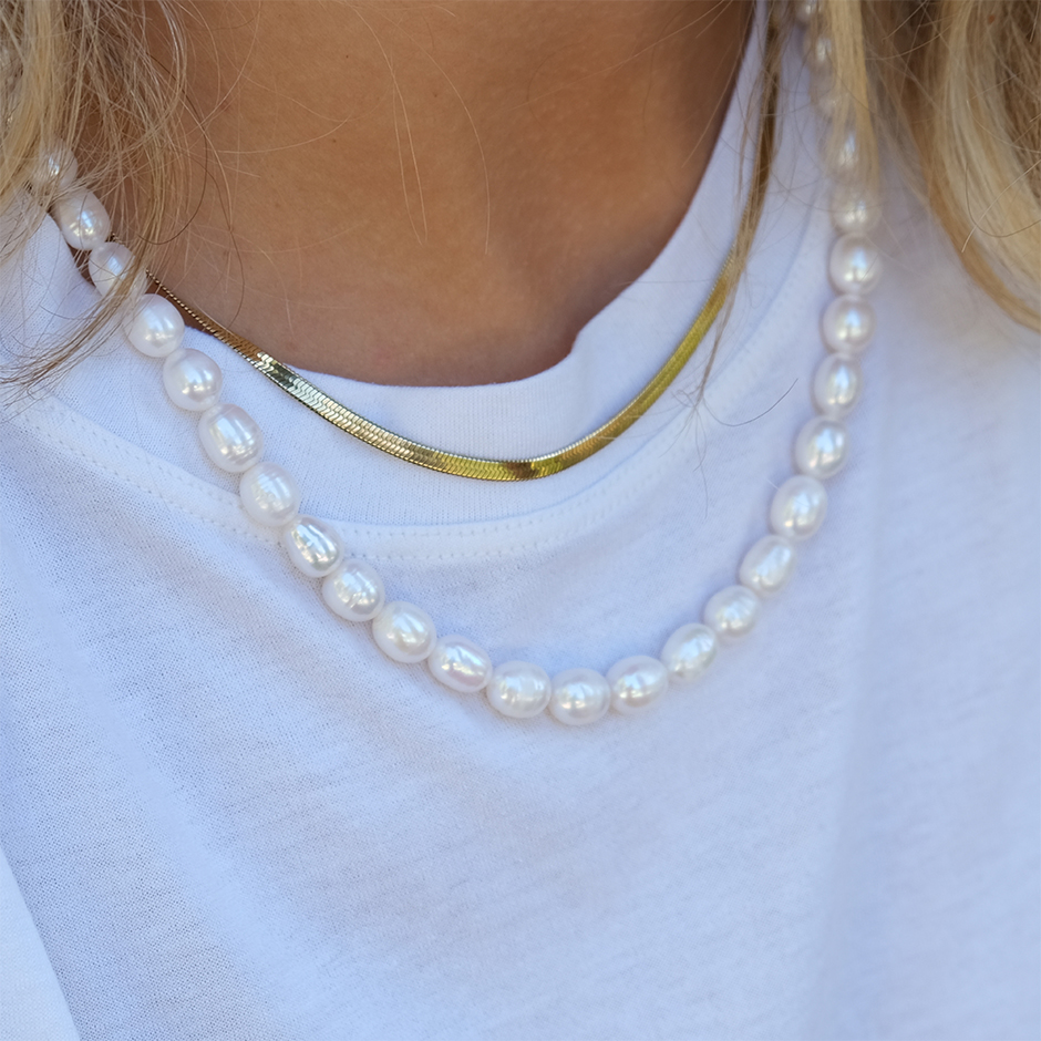 Steel Necklace Snake Steel Gold