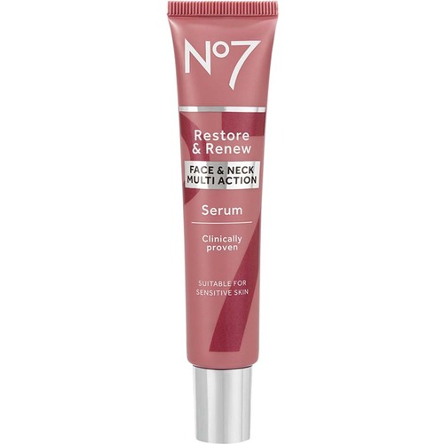 No7 Restore & Renew Multi Action Face & Neck Serum for Wrinkles, Firmness