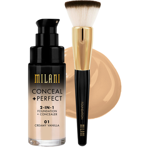 Milani Cosmetics Milani Conceal & Perfect Liquid Foundation Sand & Brush