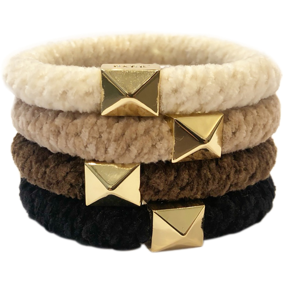 Fluffy Fat Hair Tie 4 Pk W/Gold