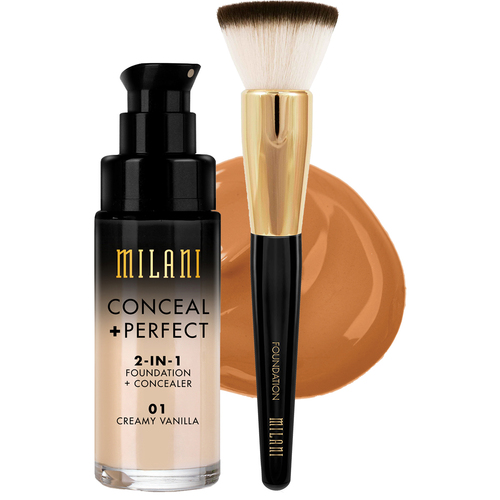 Milani Cosmetics Milani Conceal & Perfect Liquid Foundation Chestnut & Brush
