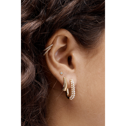 Orelia Mini Pave Huggie Hoop Earrings