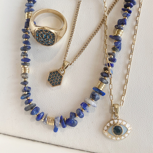 A&C Oslo Colorama Necklace Eye Gold Blue