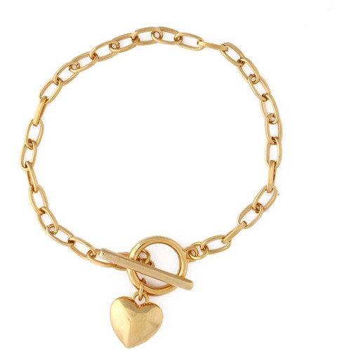 Orelia Puffed Heart T-Bar Chain Bracelet