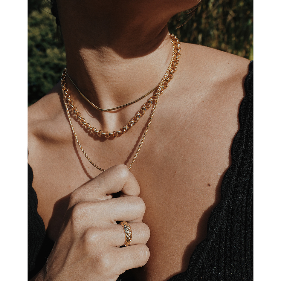 Flat Snake Chain Necklace 15"