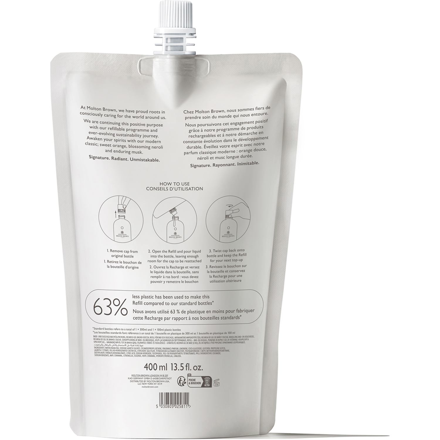 Orange & Bergamot Bath & Shower Gel Refill Pouch