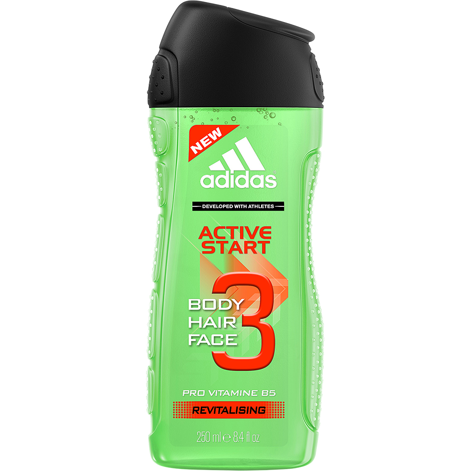 3 in 1 Active Start Shower Gel, 250 ml Adidas Kylpy & Suihku